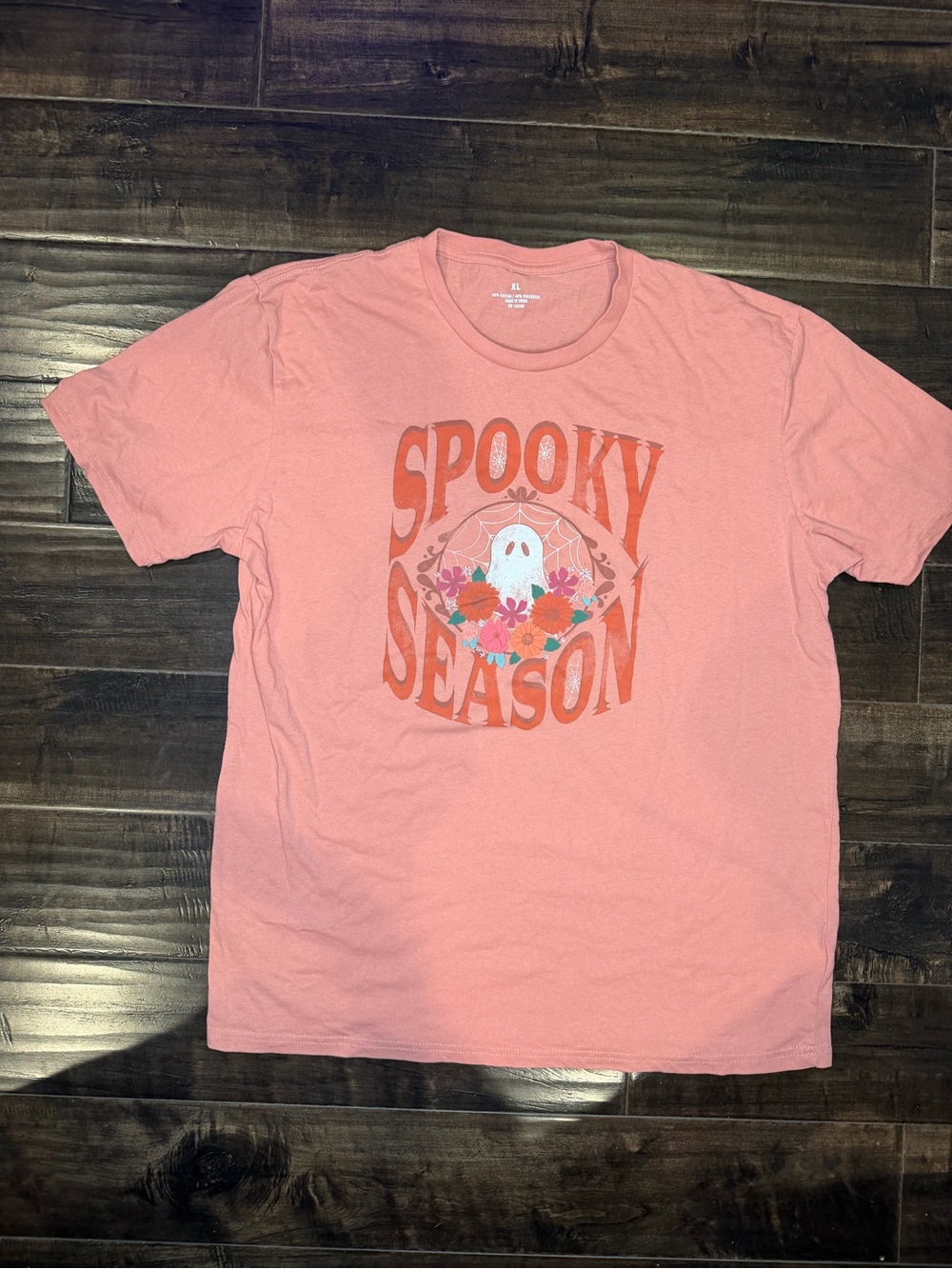 Spooky Season Ghost Floral Graphic T-Shirt - Size XL